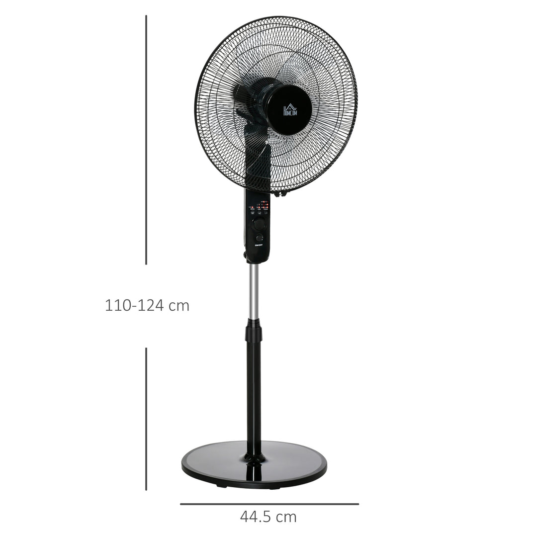 Oscillating Floor Fan W/ Remote Control-Standing Cooling Machine Indoor Air Refresher w/ Adjustable Height, Speed Mode, 7.5-Hour Timer Black