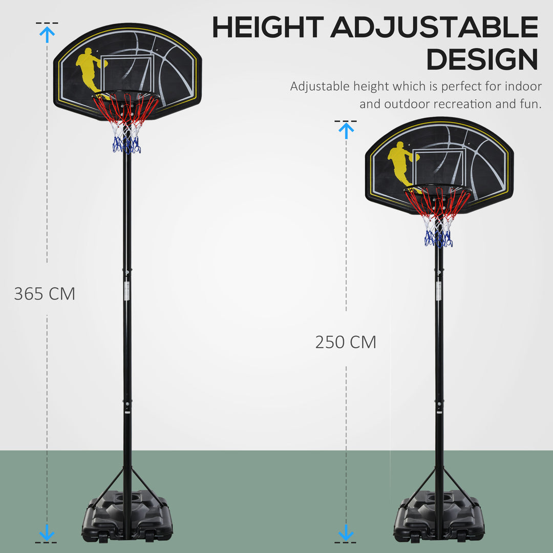 Fully Adjustable Free Standing Portable Basketball Stand Garage Net Hoop Backboard Outdoor Adult Senior Sports Fun Games w/ Wheels