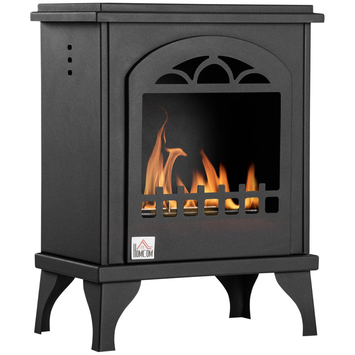 Free Standing Ethanol Fireplace, Bioethanol Heater Stove Fire with 1.5L Tank, 3 Hours Burning Time, Black