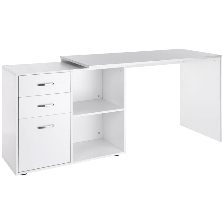 Computer Desk Table Workstation Home Office L Shape Drawer Shelf File Cabinet White