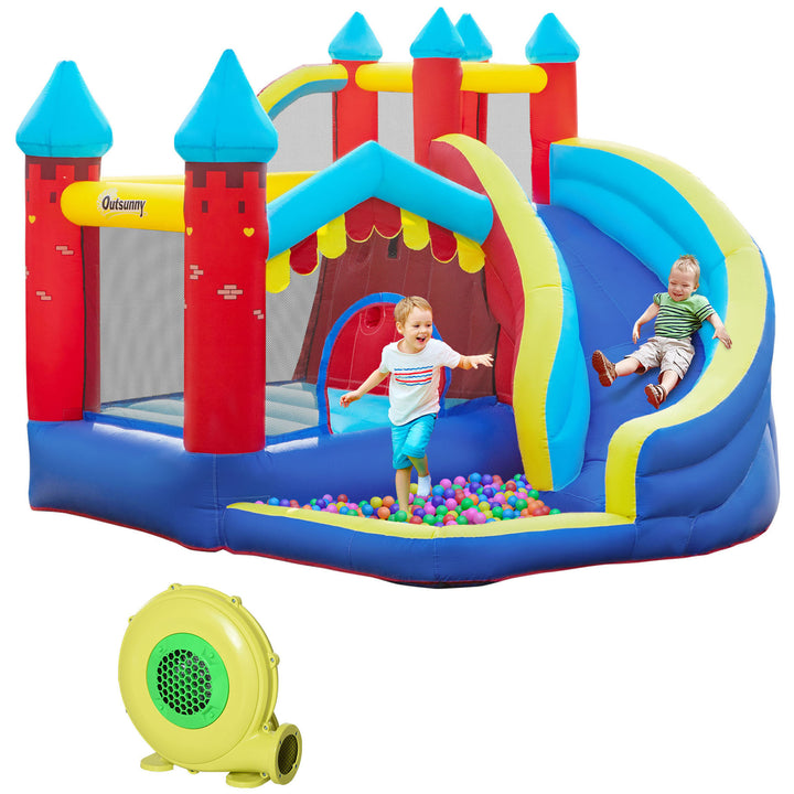 Outsunny 4 in 1 Kids Bounce Castle Large Inflatable House Trampoline Slide Water Pool Climbing Wall for Kids Age 3-8, 2.9 x 2.7 x 2.3m