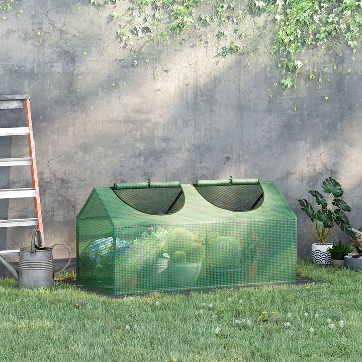 Outsunny Mini Greenhouse, Small Plant Grow House for Outdoor with Durable PE Cover, Observation Windows, 119 x 60 x 60 cm, Green
