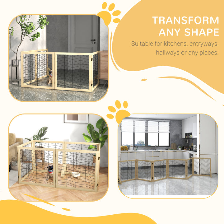 Pet Gate, Wooden Dog Barrier w/ 2PCS for Medium Dogs - Natural Wood Finish