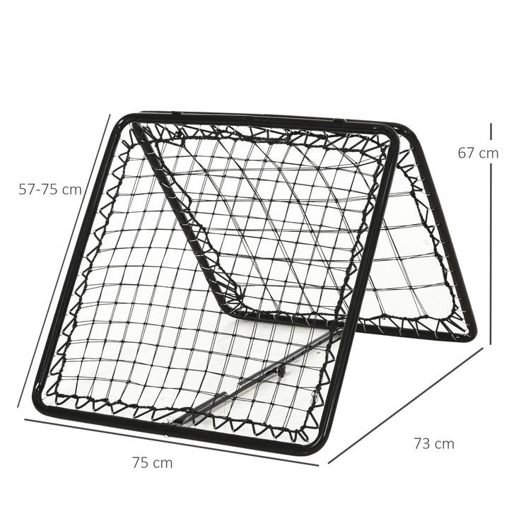 Angle Adjustable Double Sided Rebounder Net Training Aid Target Soccer Goal Kickback For Football, Baseball, Basketball - 75L x 75W cm