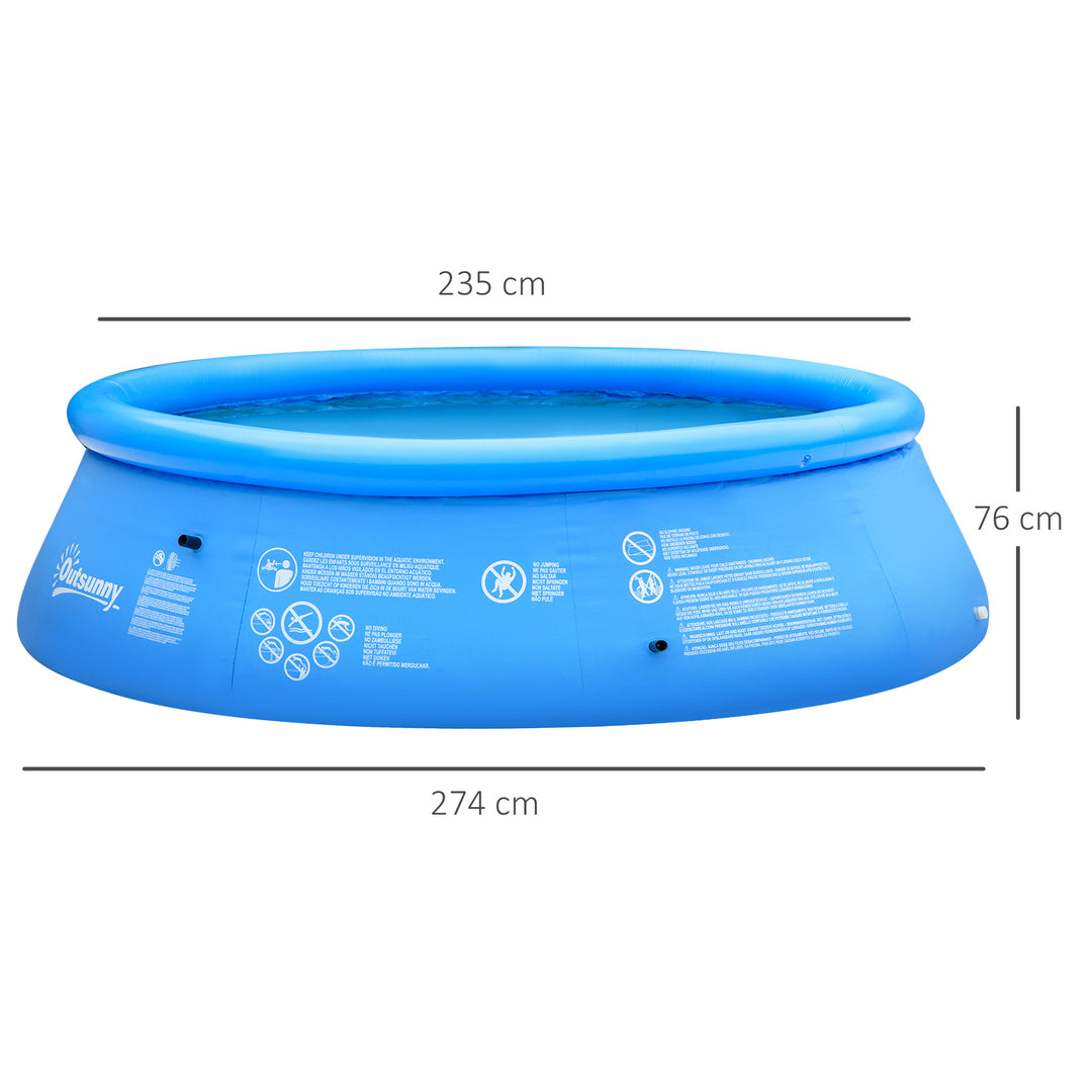 Inflatable Family Swimming Pool, Family-Sized Round Paddling Pool w/ Hand Pump for Kids, Adults, Outdoor, Garden, 274cm x 76cm, Blue