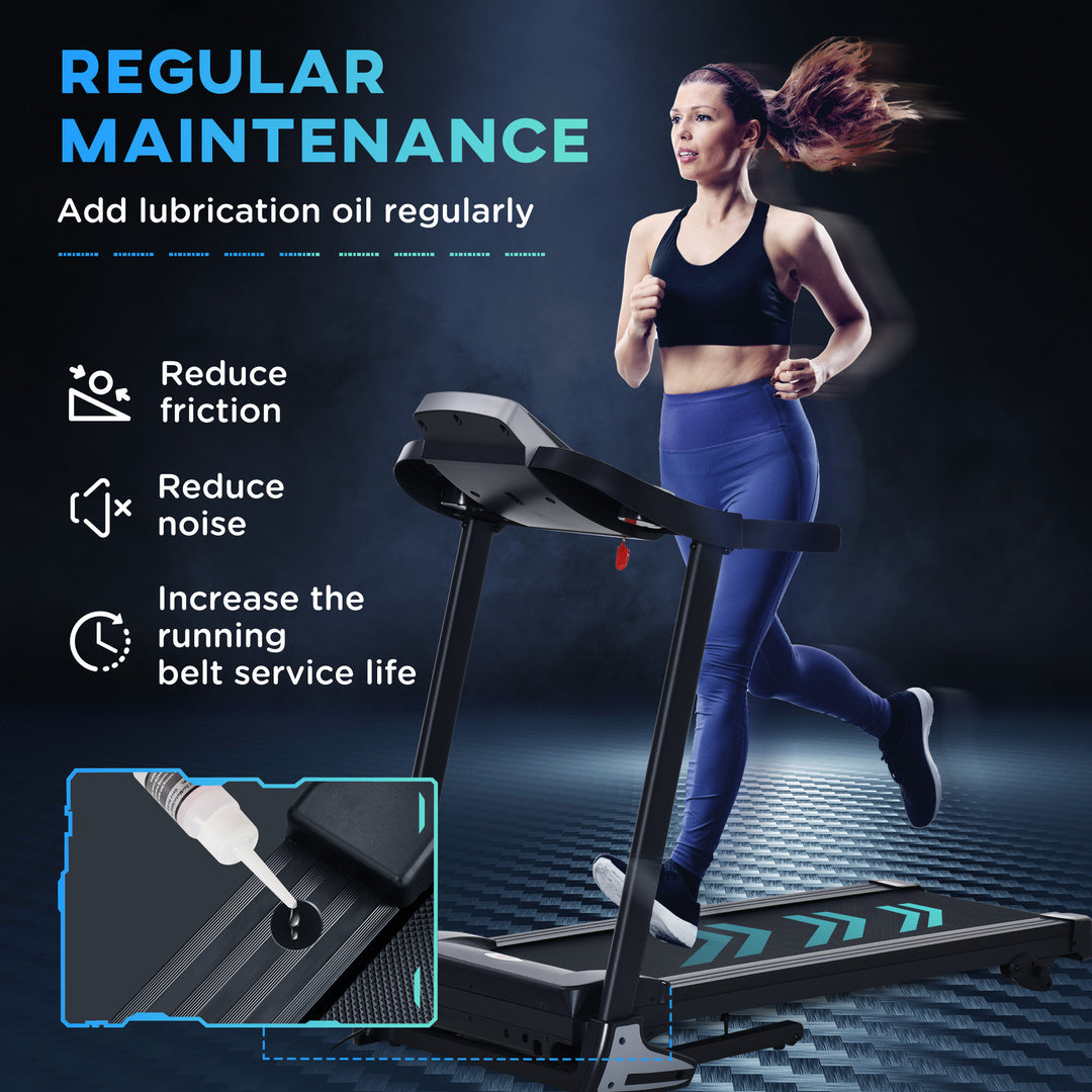 Folding Treadmill Machine Electric Motorised Running Machine 12 Preset Programs w/ LED Display, Drink Holder & Phone Holder for Home Black