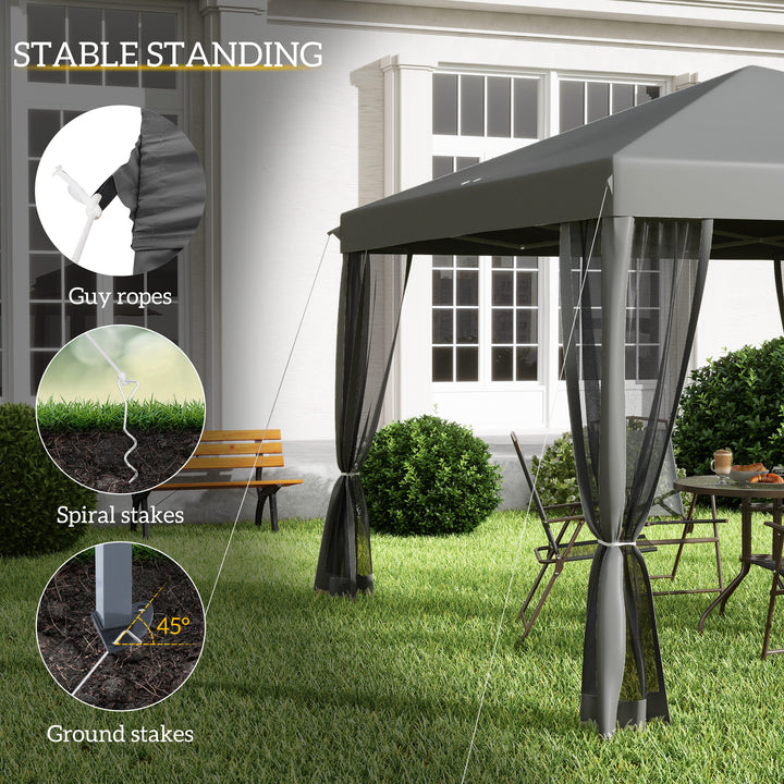 3 x 3 m Pop Up Gazebo, Garden Tent with Removable Mesh Sidewall Netting, Carry Bag for Backyard Patio Outdoor Light Grey