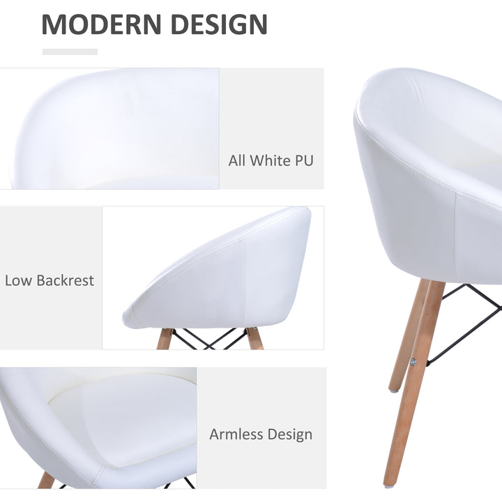 Faux Leather Lounge Chair W/Solid Wooden Legs-White