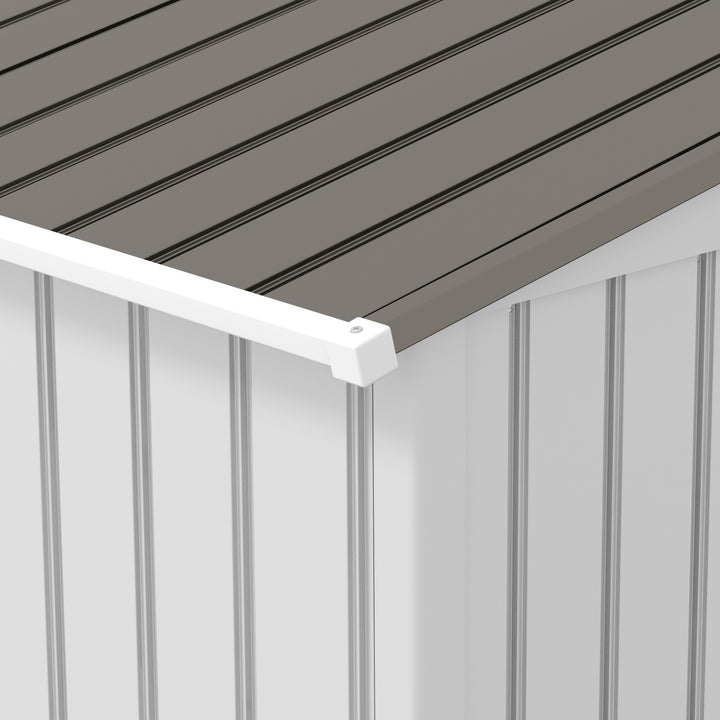 9 x 6FT Garden Storage Shed, Metal Outdoor Storage Shed House with Floor Foundation, Ventilation & Doors, Grey