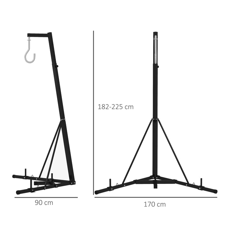 Foldable Punch Bag Stand for Heavy Bag, Speed Bag, Freestanding and Adjustable - Black