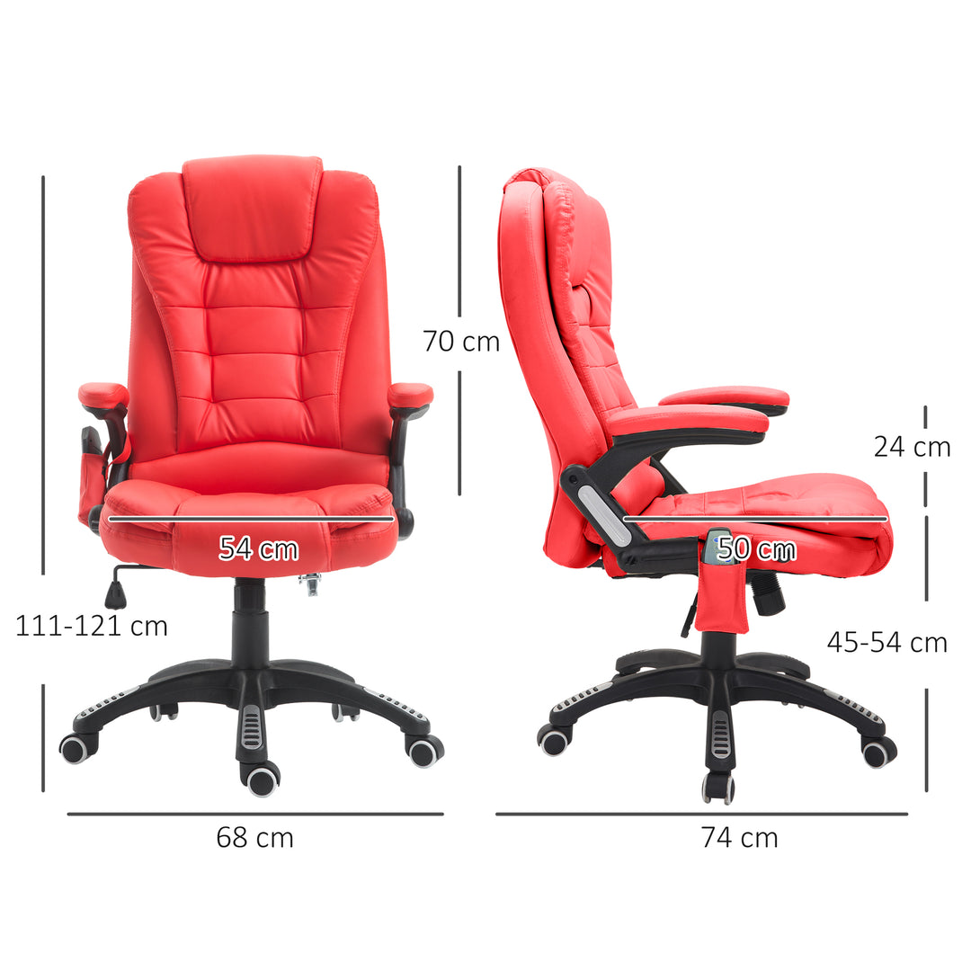 Ergonomic Chair with Massage and Heat, High Back PU Leather Massage Office Chair With Tilt and Reclining Function, Red