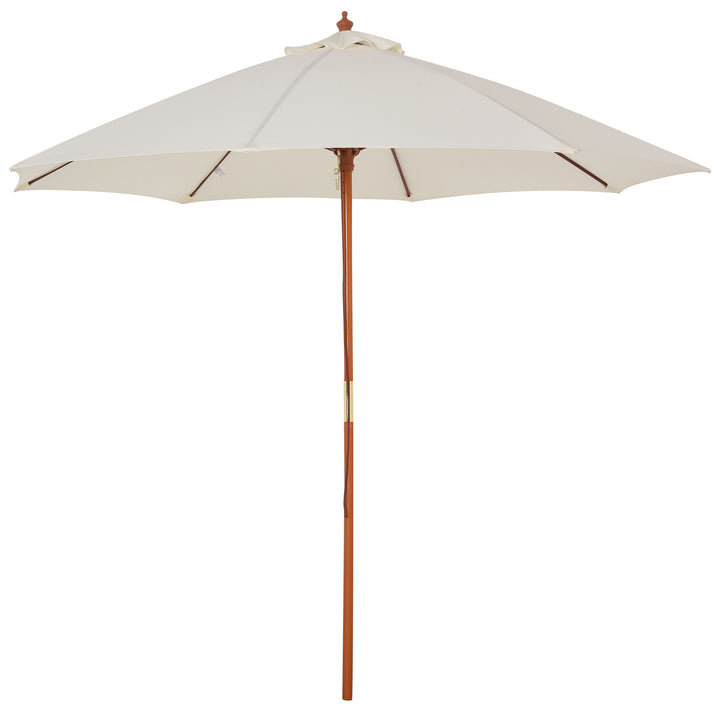 Outsunny 2.5m Wood Garden Parasol Sun Shade Patio Outdoor Market Umbrella Canopy with Top Vent, Cream White