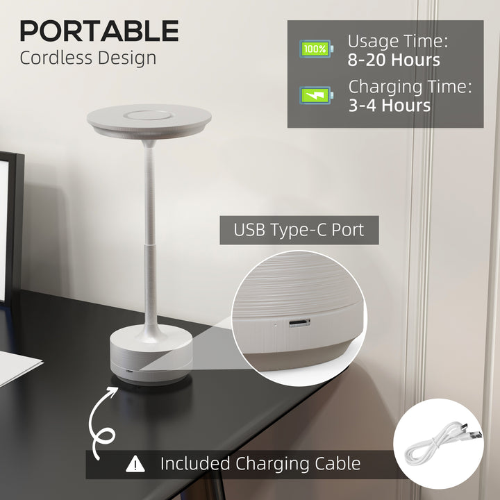 Cordless Table Lamp, Touch LED Desk Lamp with 4000mAh Rechargeable Battery, Silver