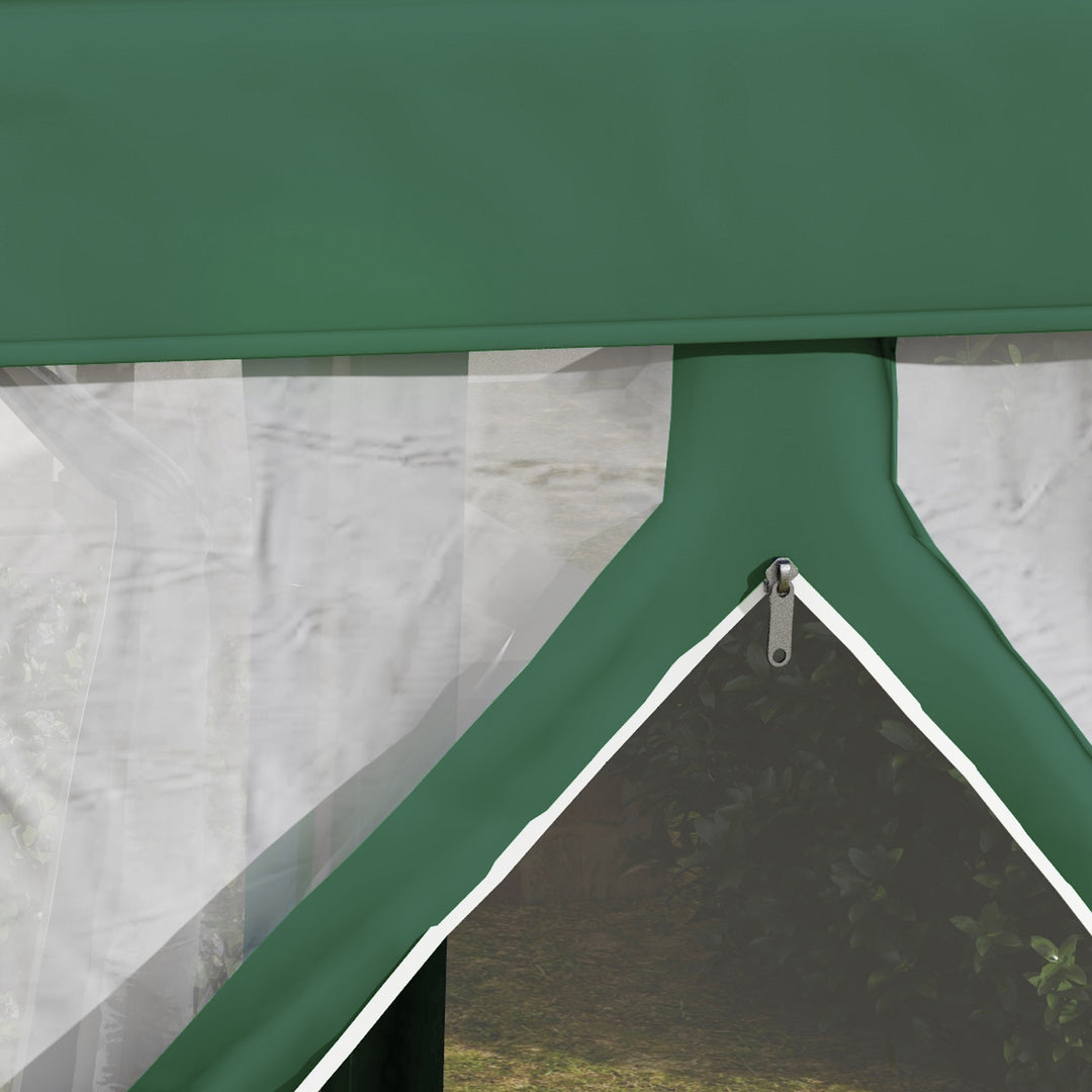 Netting Gazebo Hexagon Tent Patio Canopy Outdoor Shelter Party Activities Shade Resistant (Green)
