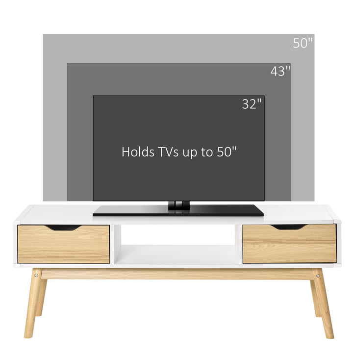 HOMCOM TV Stand Cabinet Unit for TVs up to 50 Inch with 2 Drawers and Storage Compartment Entertainment Console for Living Room