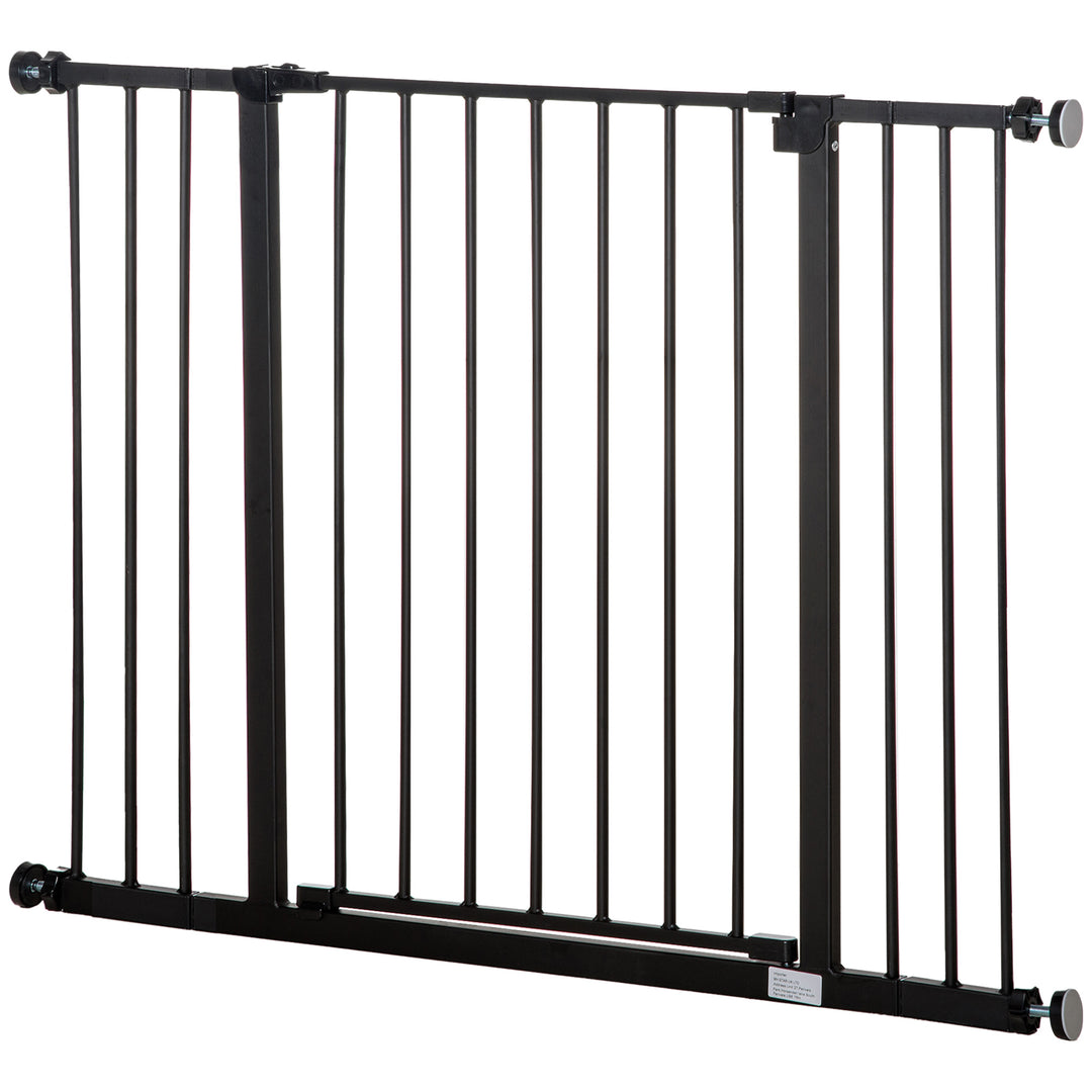 PawHut Dog Gate Pet Safety Gate Stair Barrier Auto Close Door Adjustable 76 - 107 cm, Black