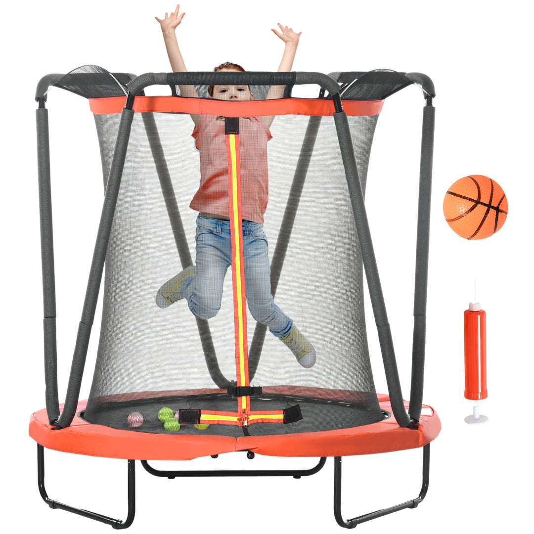 Trampoline with Enclosure, Basketball, Sea Balls, Hoop
