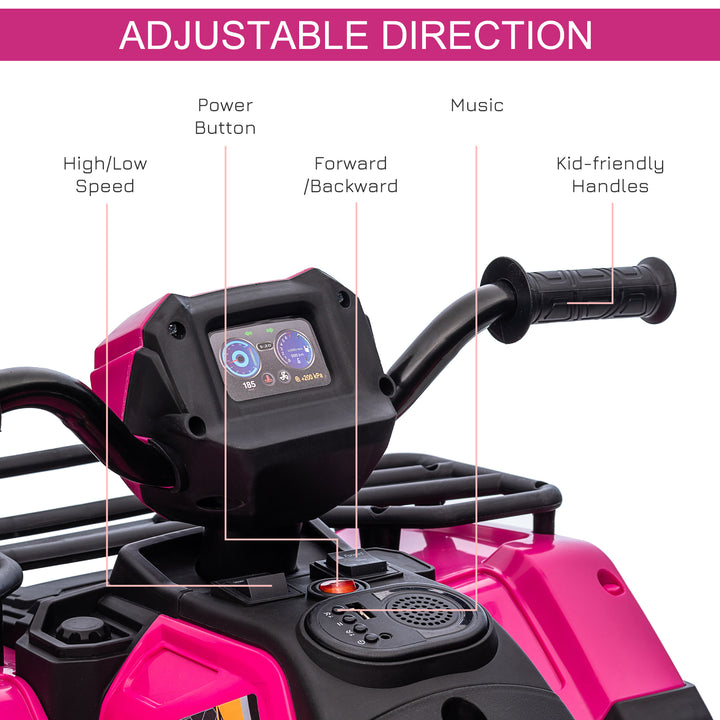 12V Kids Quad Bike with Forward Reverse Functions, Ages 3-5 Years - Pink