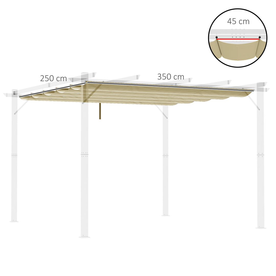 Retractable Pergola Shade Cover, Replacement Canopy for 4 x 3m Cover - Beige