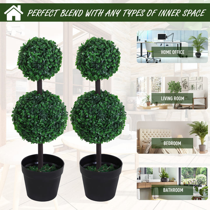 Set of 2 Artificial Boxwood Ball Topiary Trees Potted Decorative Plant Outdoor and Indoor DŽcor (67cm)