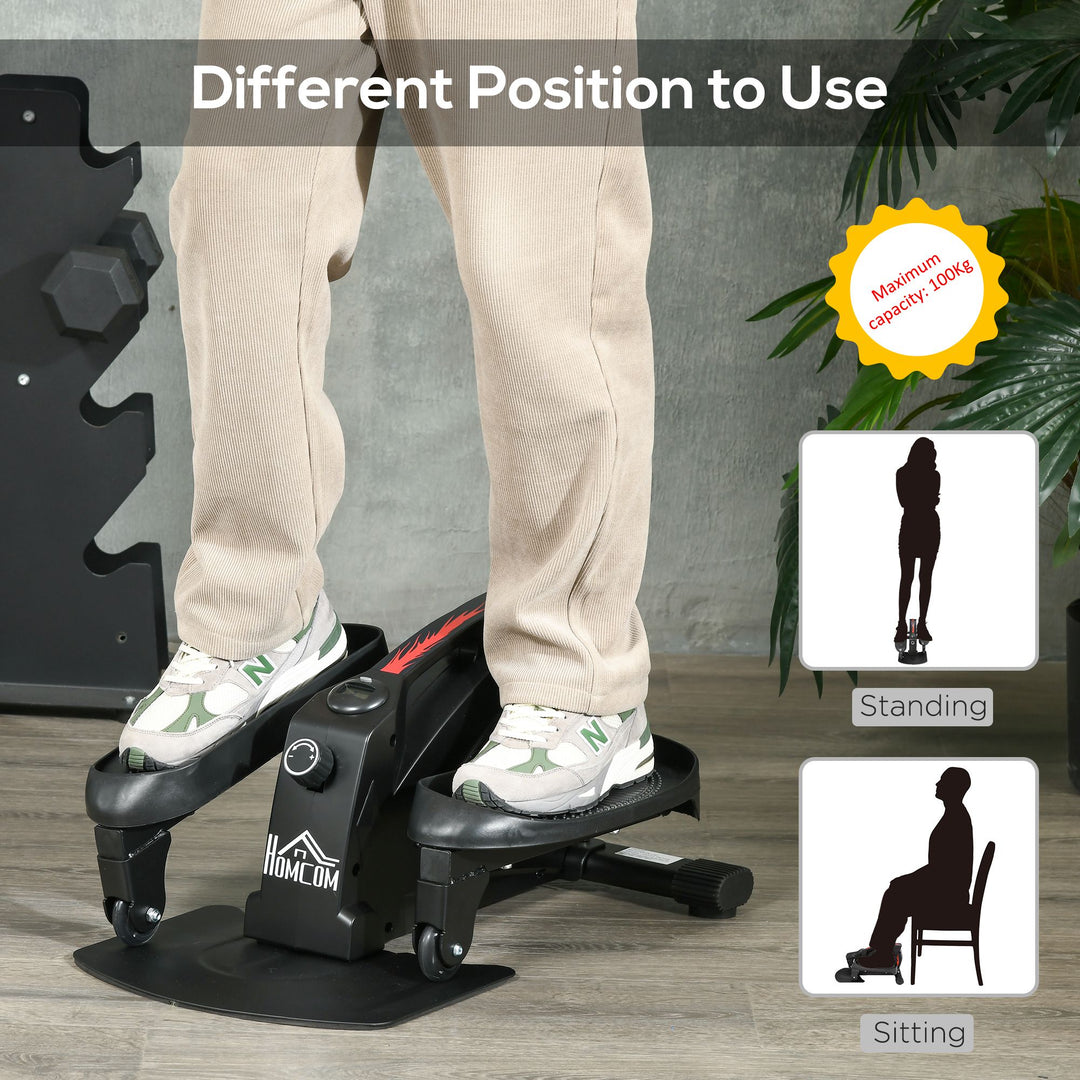 Mini Manual Elliptical Bike Under Desk Bike w/ LCD Monitor Anti-Slip Pedals Adjustable Resistance Home Office Compact Exercise Trainer