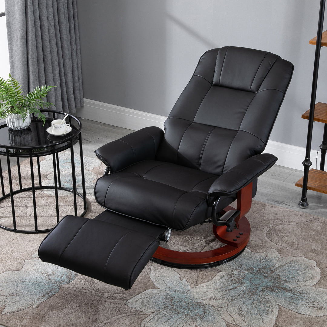 HOMCOM Manual Recliner Chair Armchair Sofa with Faux Leather Upholstered Wooden Base for Living Room Bedroom, Black