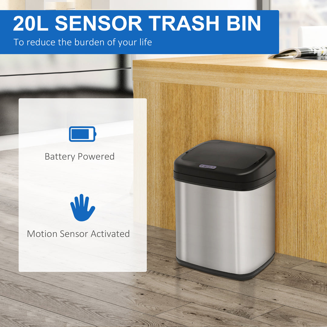 20L LUXURY Automatic Sensor Dustbin Kitchen Waste Bin Rubbish Trashcan Auto Dustbin Stainless Steel with Bucket 33*25*42.5CM