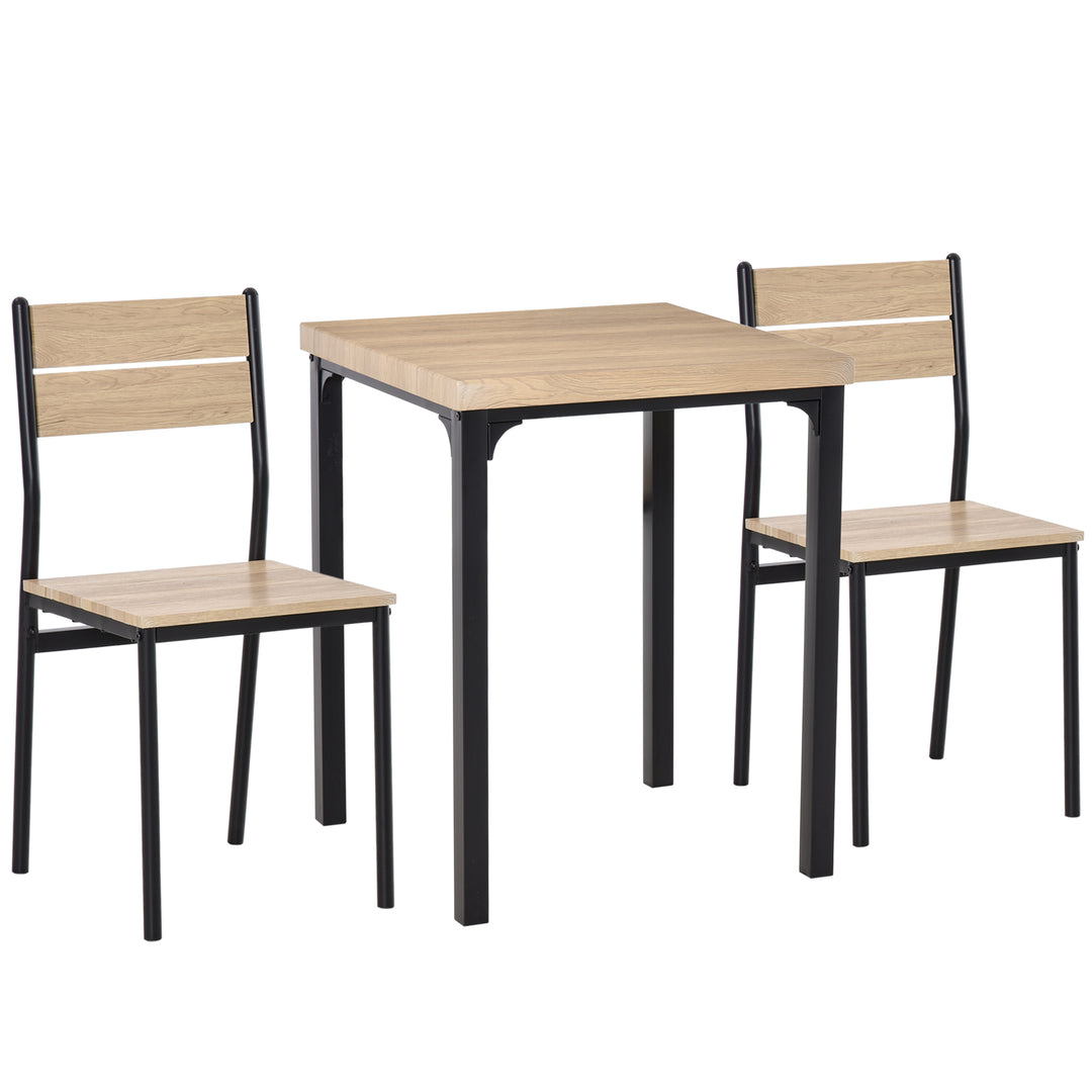 3 Pieces Compact Dining Table 2 Chairs Set Wooden Metal Legs Bistro cafe Kitchen Breakfast Bar Home Furniture