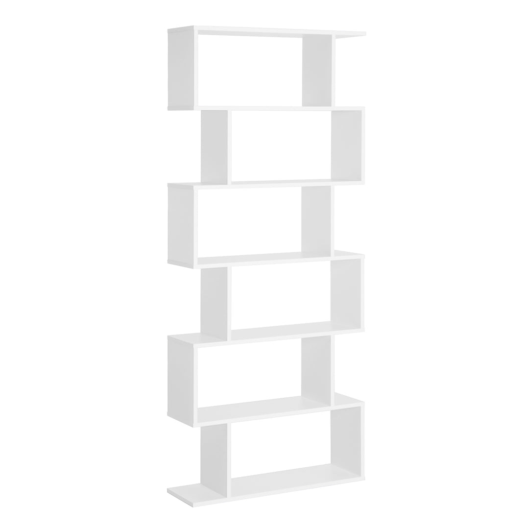 HOMCOM Wooden Wood S Shape Storage Display 6 Shelves Room Divider Unit Chest Bookshelf Bookcase Cupboard Cabinet Home Office Furniture, White