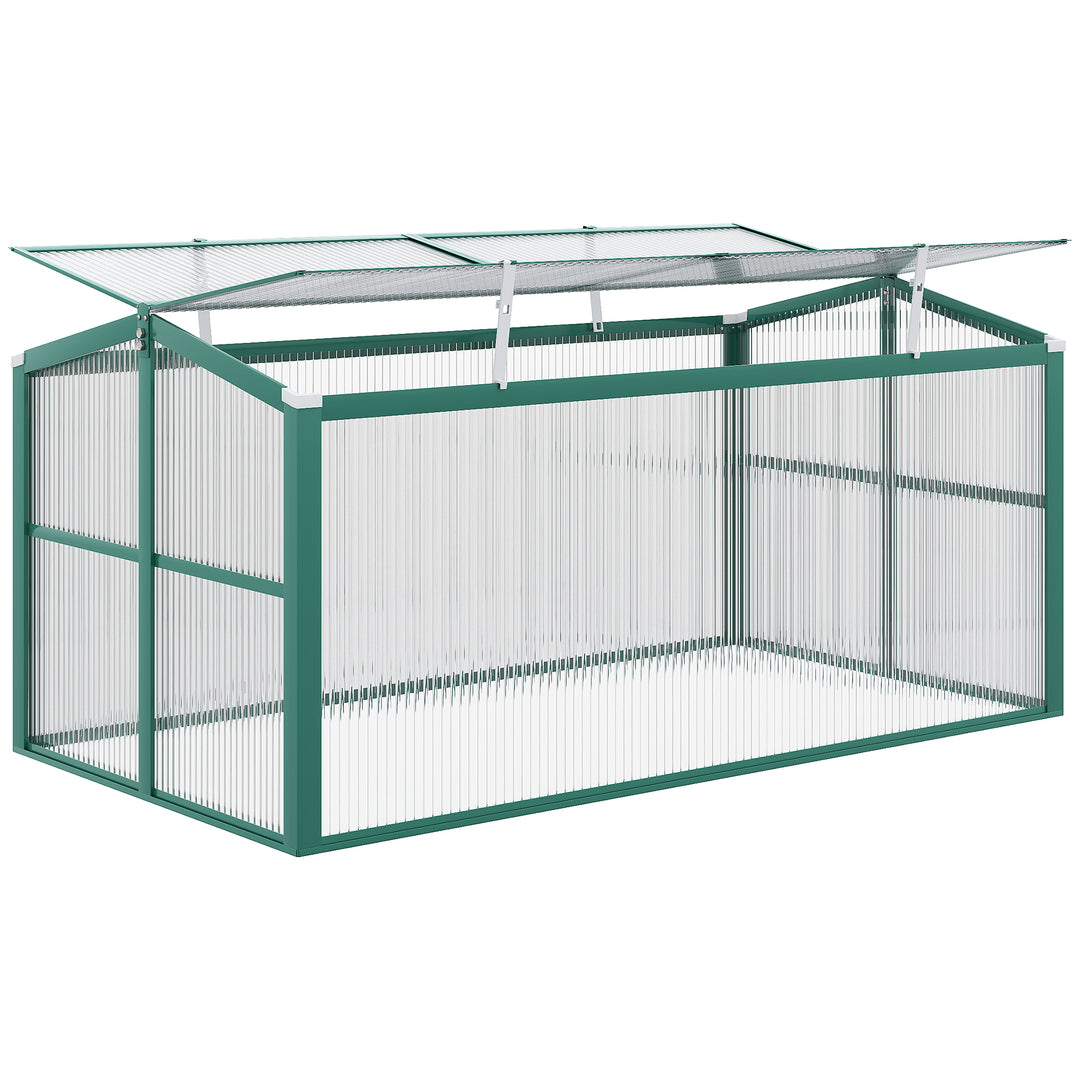 Aluminium Polycarbonate Greenhouse Cold Frame Grow House, Openable Top for Flowers and Vegetables, 130x70x61cm