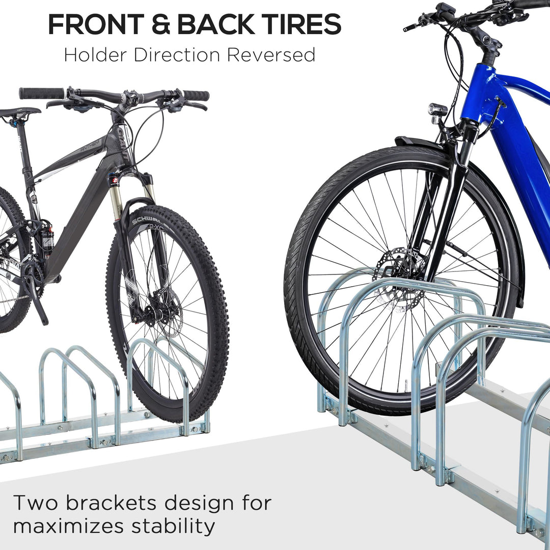 Bike Stand Parking Rack Floor or Wall Mount Bicycle Cycle Storage Locking Stand 179L x 33W x 27H (6 Racks, Silver)