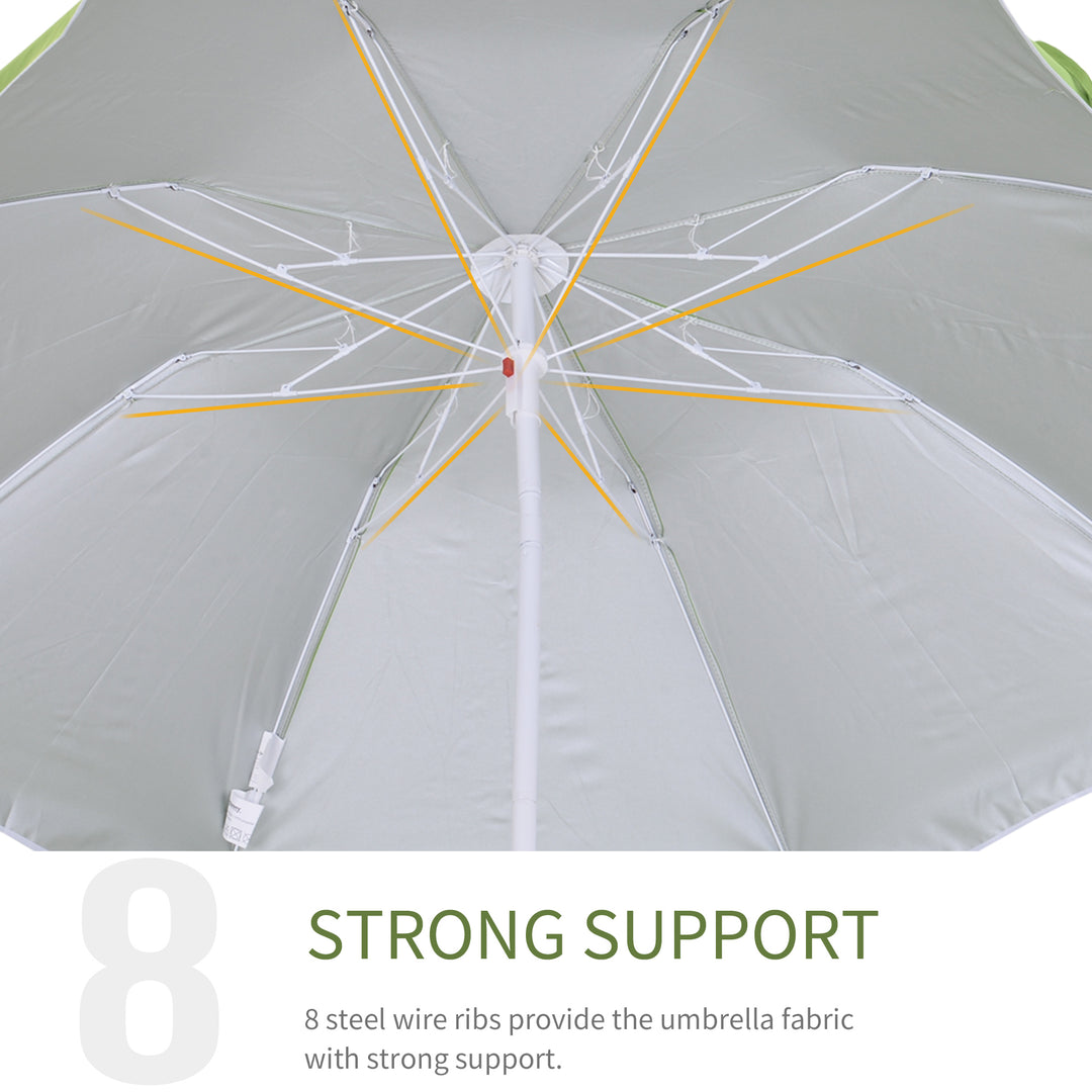 Tilted Steel Frame Beach Parasol- Green