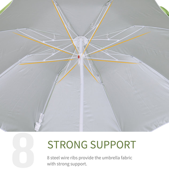 Tilted Steel Frame Beach Parasol- Green