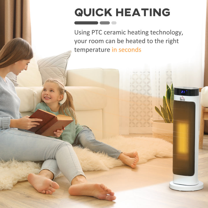 Ceramic Electric Space Heater, Portable Heater for Home with 3 Heat Settings, Oscillation, Adjustable Temperature, 1000W/2000W, Black