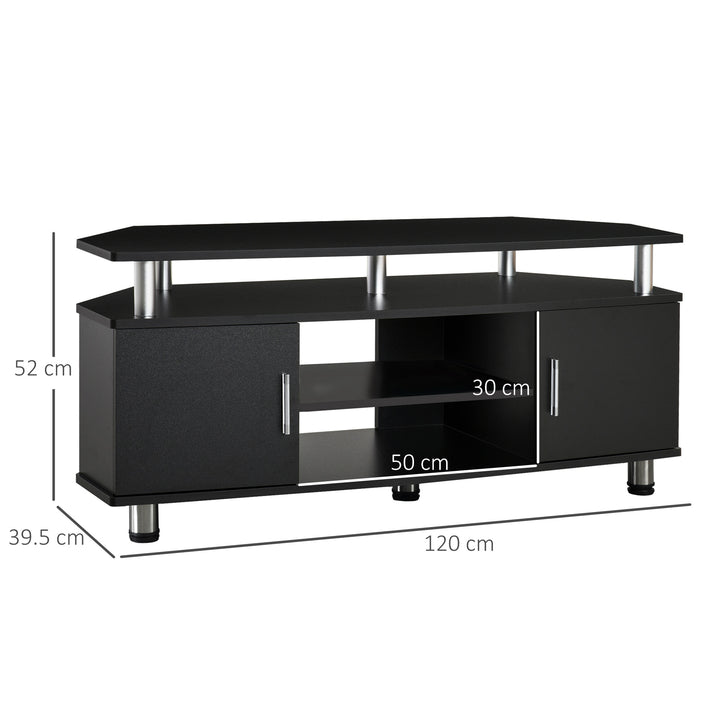 HOMCOM TV Unit with Storage for TVs up to 55 Inches with 2 Storage Shelves and 2 Cupboards, Entertainment Center for Living Room, Black