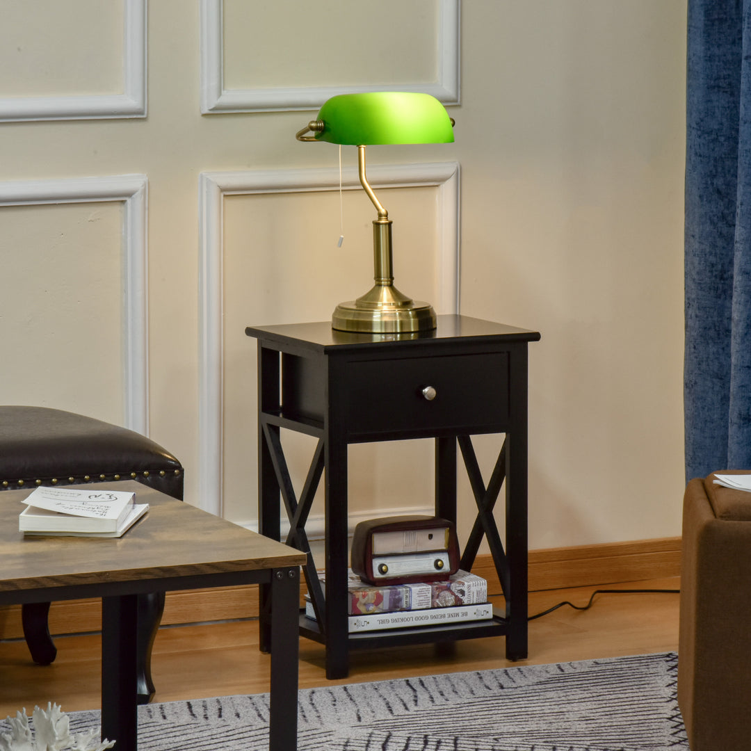 Banker's Table Lamp with Antique Bronze Base