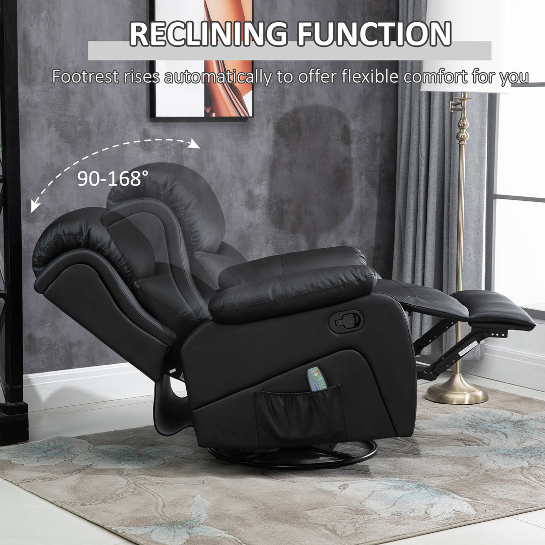 Reclining Chair with 8 Massage Points and Heat- Black