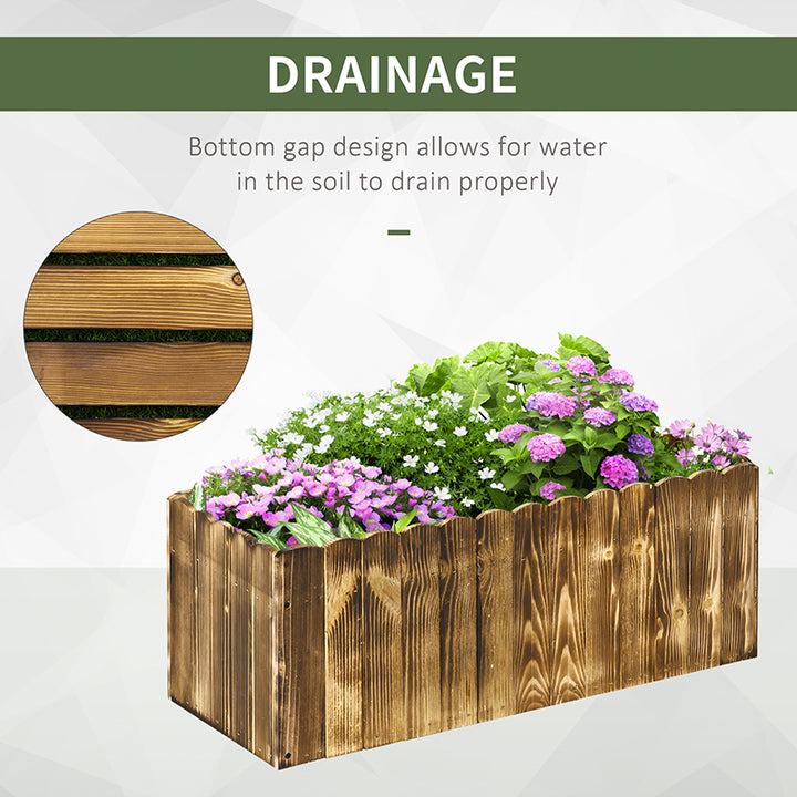 70L Garden Flower Raised Bed Pot Wooden Outdoor Large Rectangle Planter Vegetable Box Outdoor Herb Holder Display (80L x 33W x 30H (cm))