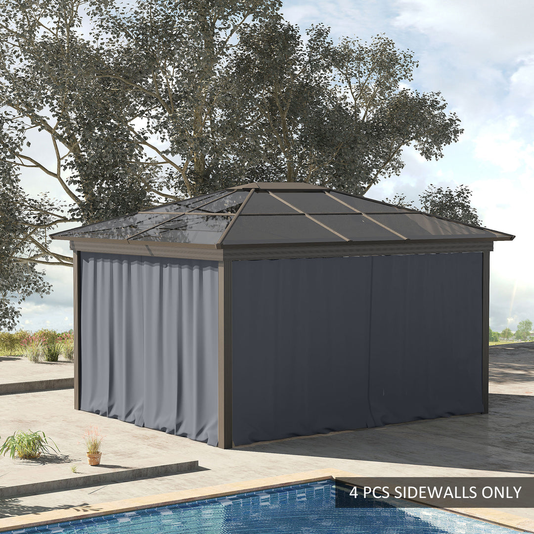 Outsunny Replacement Gazebo Curtain 4-Panel Sidewalls with Zipper for 3 x 3 (M) Yard Gazebos Canopy Tent Dark Grey