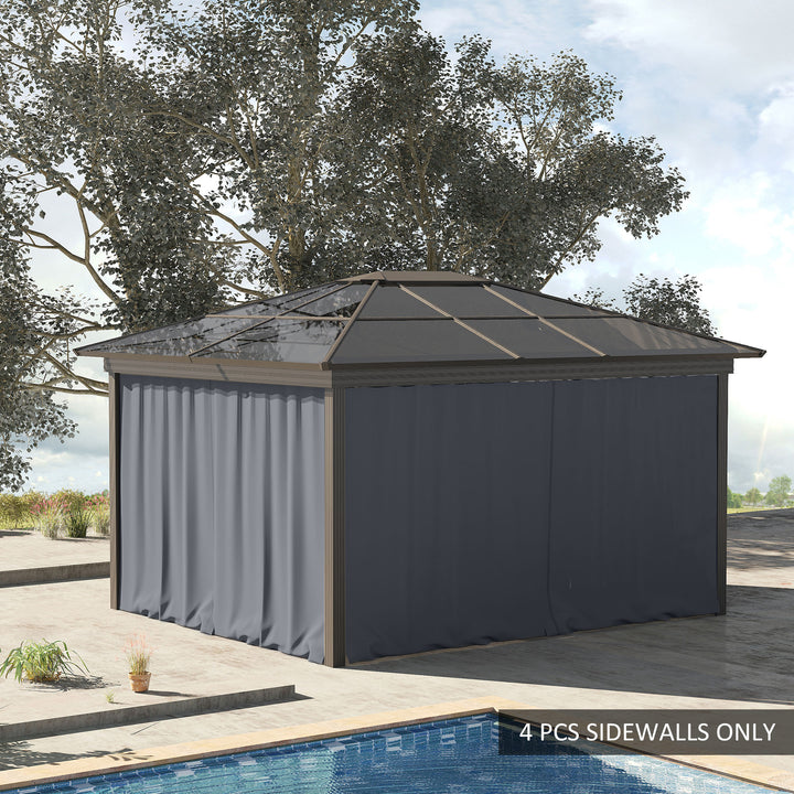 Outsunny Replacement Gazebo Curtain 4-Panel Sidewalls with Zipper for 3 x 3 (M) Yard Gazebos Canopy Tent Dark Grey