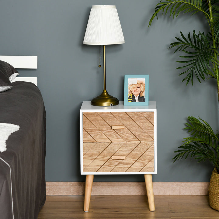 Nordic Style 2 Drawers Side Cabinet Wooden Bedside Table Storage Chest Scandinavian Home Furniture