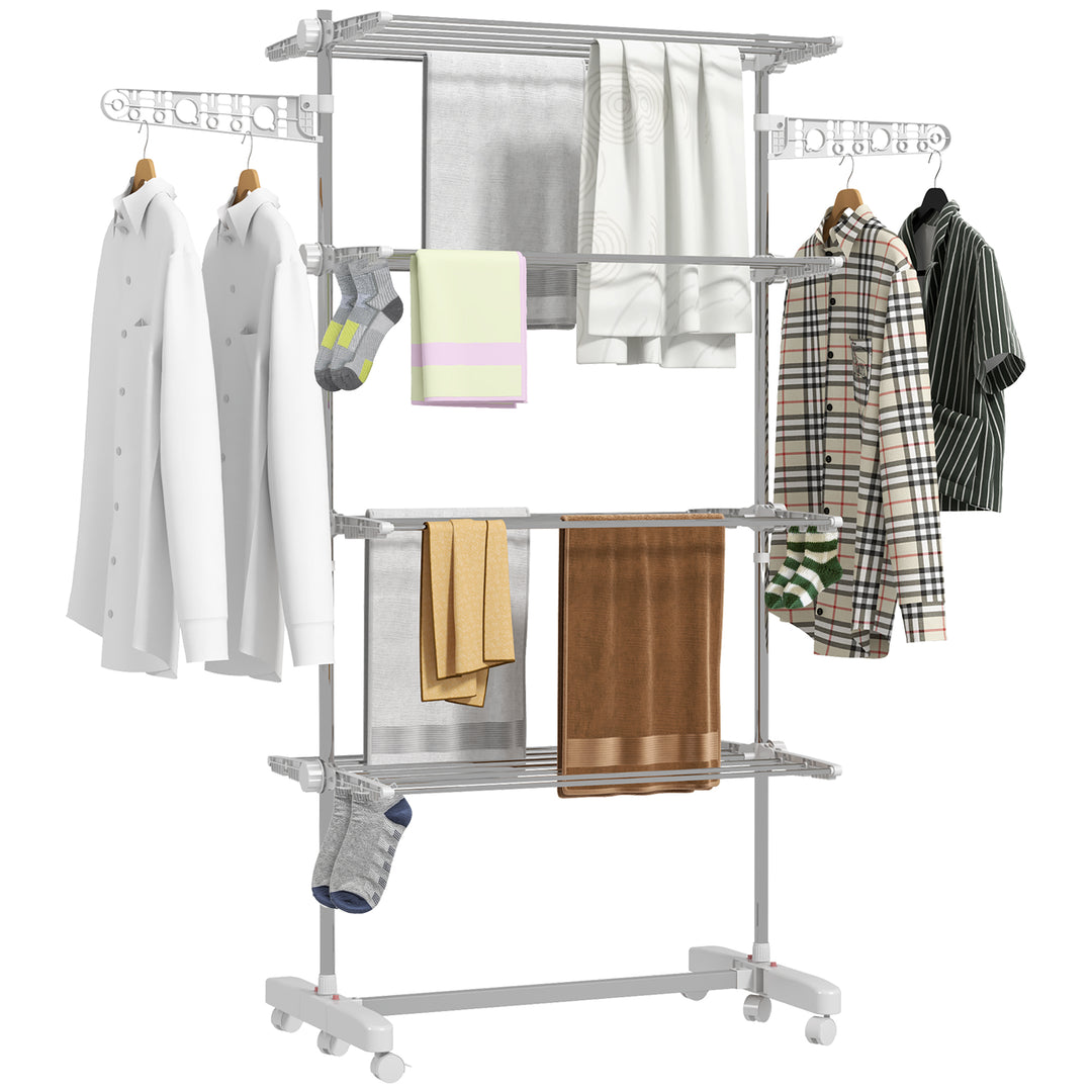 Folding Cloth Rail Adjustable Garment Rack With Wheels (4 Layer)