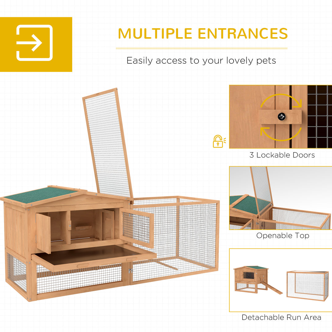 2 Floor Wooden Rabbit Hutch Bunny Cage House Chicken Coop Outdoor Garden Backyard 158 x 58 x 68 cm