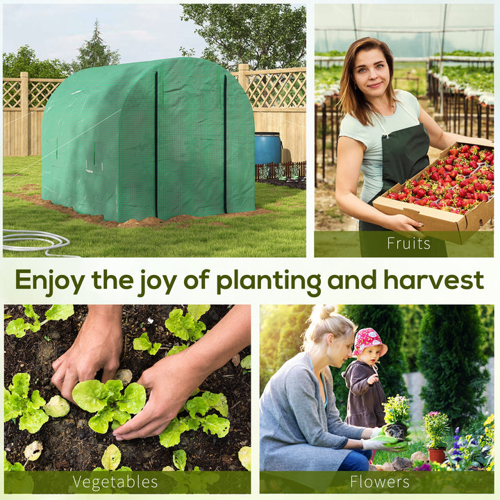 Walk-In Polytunnel Greenhouse, with Steel Frame, Green