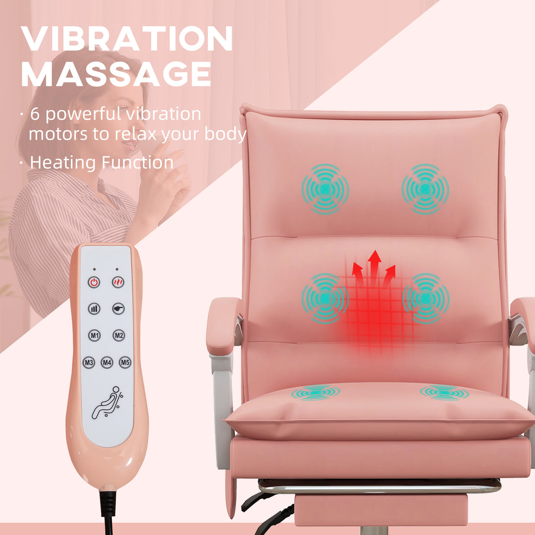 Vinsetto Vibration Massage Office Chair with Heat, Faux Leather Computer Chair, Pink