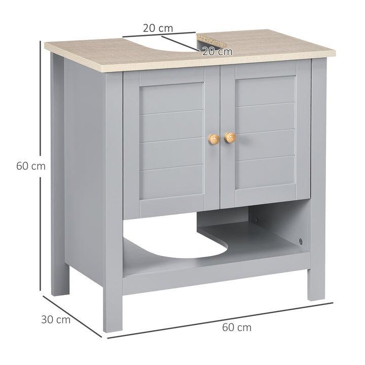 Under Sink Cabinet, Bathroom Vanity Unit, Pedestal Under Sink Design, Storage Cupboard with Adjustable Shelf, Grey