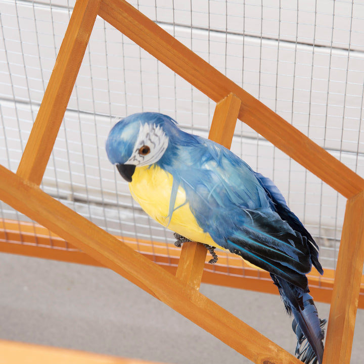 Wooden Bird Aviary Cages Outdoor Finches Birdcage with Pull Out Tray 2 Doors, Orange