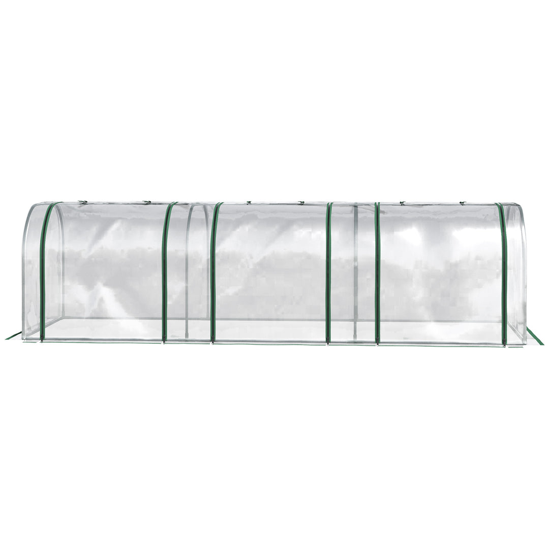 PVC Tunnel Greenhouse Green Grow House Steel Frame for Garden Backyard with Zipper Doors 295x100x80 cm, Clear