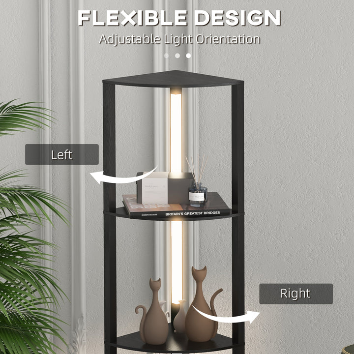 Corner Floor Lamp for Living Room Bedroom with Dimmable Warm White LED Light, Modern Tall Standing Lamp, Black