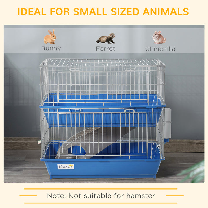 PawHut Metal 2-Tier Small Animal Cage Blue